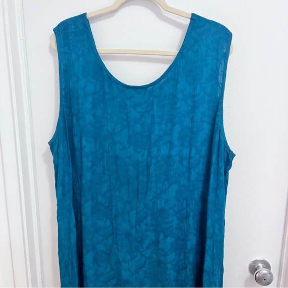 Vintage Plus Size "More Jazz" Teal Rayon Boho Sundress - Picture 6 of 7